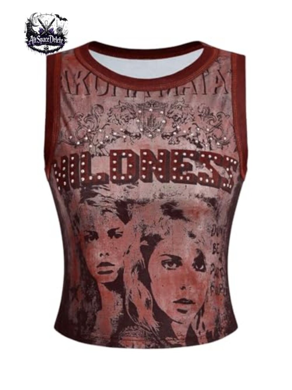 Slim Fit Crew Neck Punk Y2K Graphic Print Sleeveless Tank Top